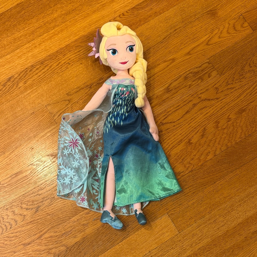 Disney Elsa Plush Doll in Teal, Blue and Blonde frozen fever